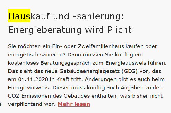 Beratungspflicht für Hauskäufer & -sanierer ab November 2020