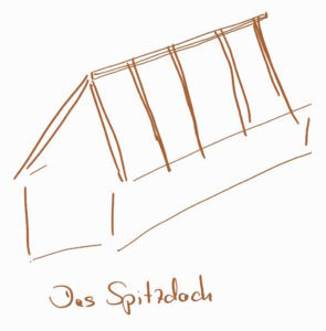 Skizze eines spitzen Daches